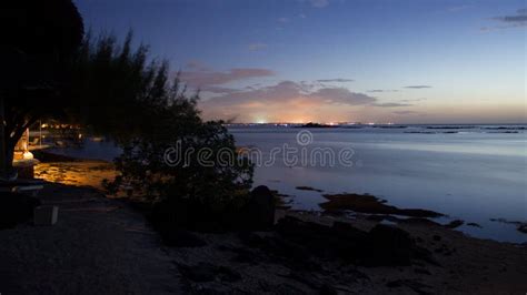 Night Sky On The Beach Pointe Aux Cannoniers Mauritius Stock Photo