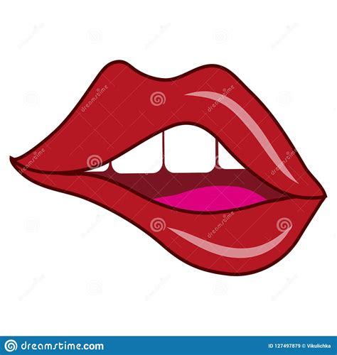 Lips Vector Smile Kiss Concept Lips Open Mouth Tongue And Teeth