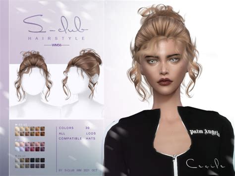 Curly Bun Hairstyle Cecile By S Club Wm At Tsr Sims 4 Updates