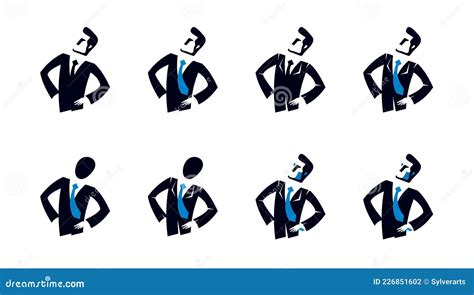 Young Attractive Businessman Vector Logo Or Icon Set Isolated On White