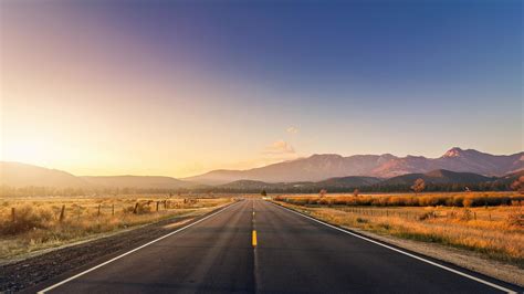 3840x2160 Road With Sunset And Mountains Wallpaper Road Background