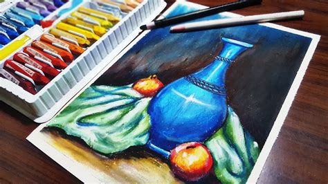 How To Draw Still Life Step By Step With Oil Pastel For Beginners Youtube