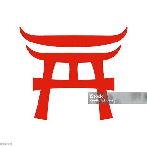 Torii Gerbang Tradisional Jepang Ritual Di Pintu Masuk Kuil Shinto Ilustrasi Stok Unduh Gambar