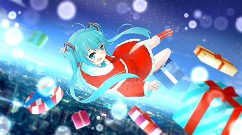 Christmas Hat Hatsune Miku Santa Costume Santa Hat Vocaloid Wallpaper