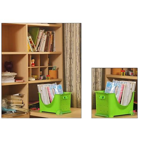 Basicwise Stackable Plastic Storage Container Green Stacking Bins In