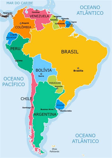 Mapa político da América do Sul