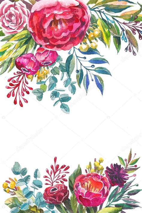 The top countries of suppliers are china, hong. Watercolor flowers frame template. — Stock Photo ...