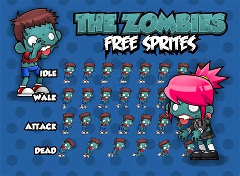 Free 2d Character Sprites With Couple Zombie Characters For Your