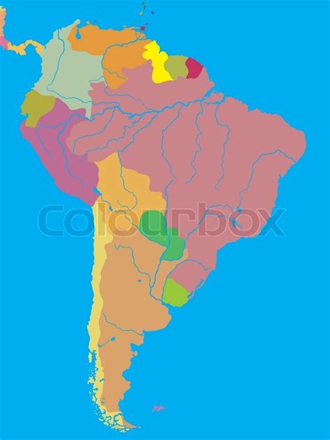 Color Political Map Of South America Stock Vector Colourbox