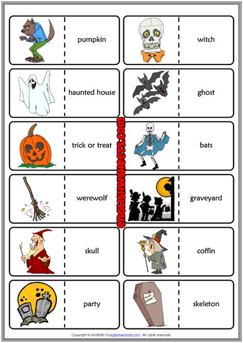 Halloween Esl Printable Dominoes Game For Kids