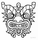 Chinese Year Coloring Pages Mask Printable Kids Cool2bkids sketch template