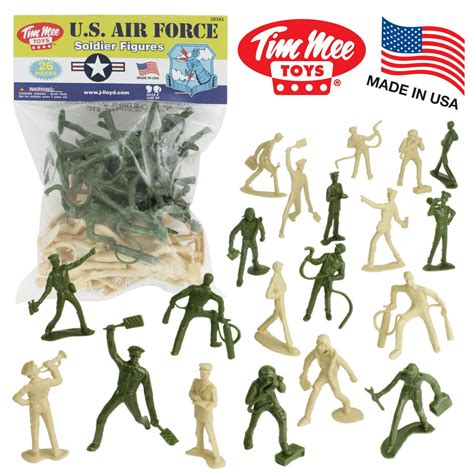 Timmee Air Force Plastic Army Men 26pc Green Tan Toy Soldier Figures Us Made