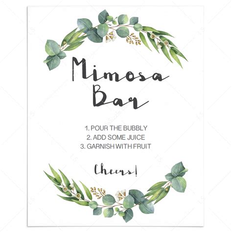 Printable Mimosa Bar Sign Printable Blank World