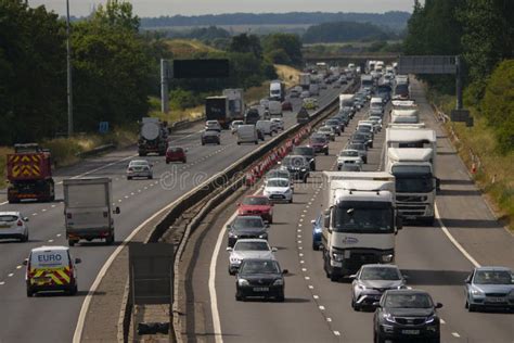 Heavy Traffic On The M1 Motorway Editorial Stock Photo Image Of