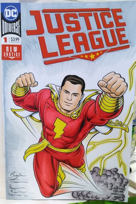 Justice League 1 Sketch Cover Featuring The Original Captain Marvel