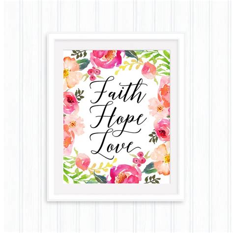 Faith Hope Love Printable Wall Art Bible Versechristian Etsy