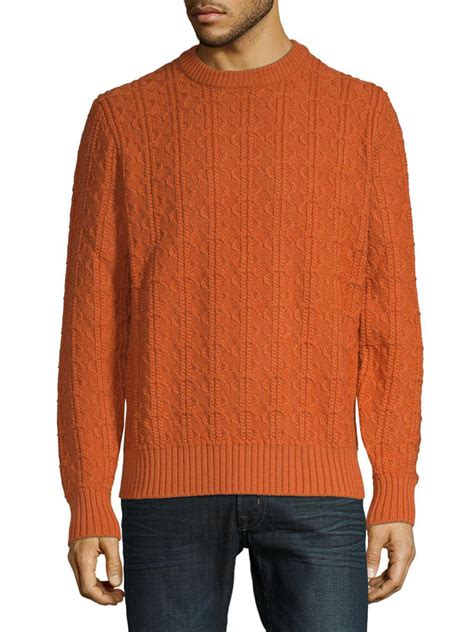 Brioni Cable Knit Wool Sweater In Orange For Men Lyst