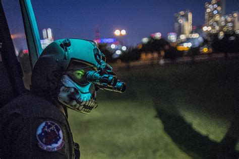 Usaf Performs A Visual Conformation Using Night Vision Goggles In Uh 1n