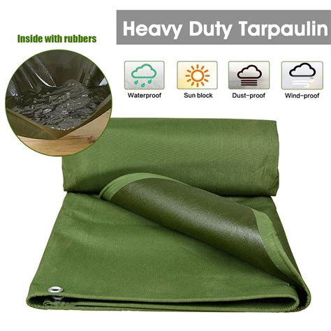Shade Large Heavy Duty Army Green Canvas Tarp Tarpaulin Sunshade Sun