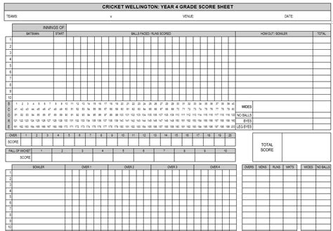 11 Free Sample Cricket Score Sheet Templates Printable Samples