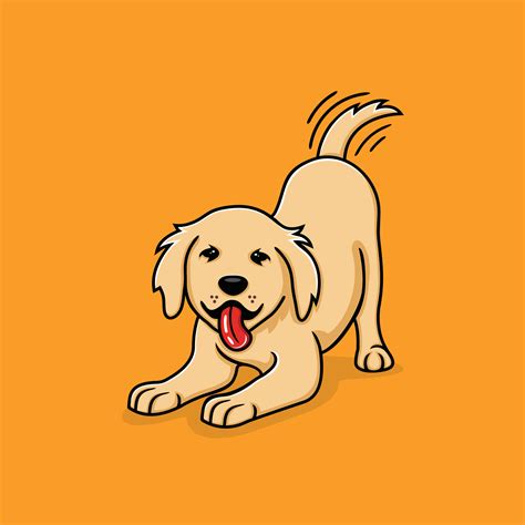 Cute Golden Retriever Wagging Tail In Pleasure 5417905 Vector Art At