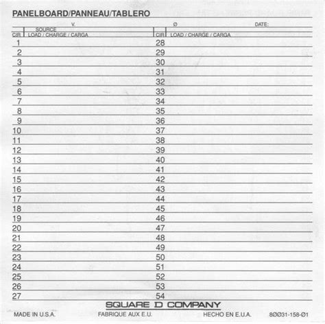 Keep your employees safe by using electrical wire and identification labels to identify arc flash warnings, conduit voltage marking, energy sources and more. Panel Schedule Template Square D | printable schedule template