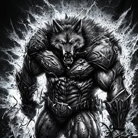 Ware Wolf Brutal Gruesome Blood Big Muscles Splash OpenArt