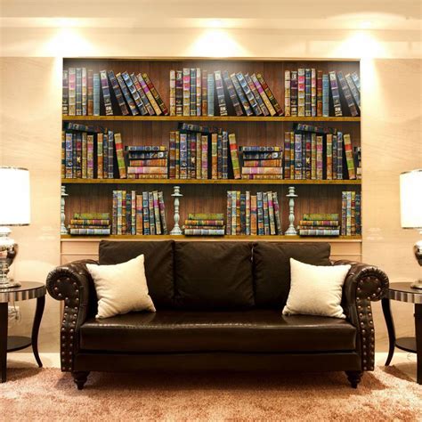 45cmx10m Self Adhesive Bookshelf Library Book Pattern Wall