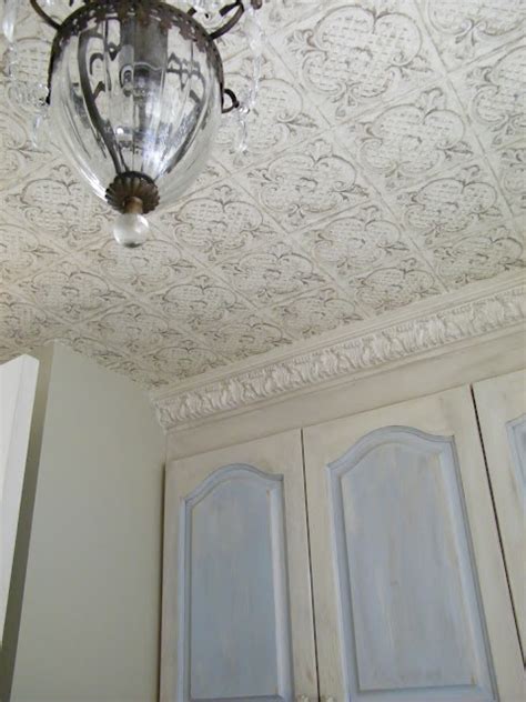 Installing ceiling tile in this home improvement project. 48+ Faux Tin Ceiling Wallpaper on WallpaperSafari