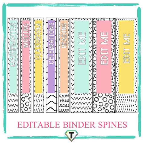Editable Binder Spine Labels Pretty Pastels The Teacher Hero
