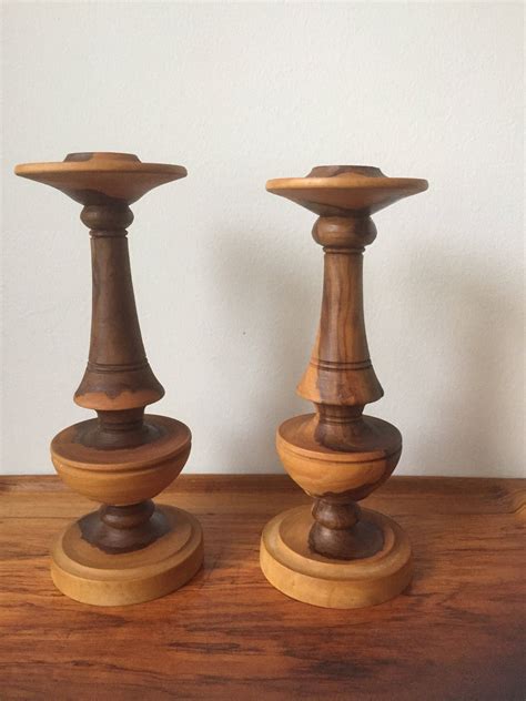 Swedish Wooden Hand Turned Candle Stick Holders Scandinavian Etsy