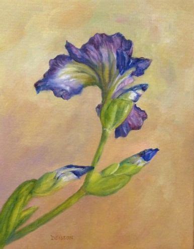 Graceful Purple Iris Oil Painting Still Life Art Flowers Garden