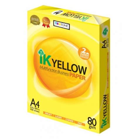 A multifunctional paper that is 100% guaranteed for all mono and colour office equipment. Ik Yellow A4 Paper 80gsm - L & L Sationery