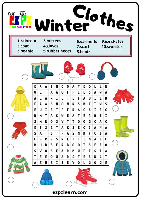 Clothes Winter Word Search 2 Free Pdf Download
