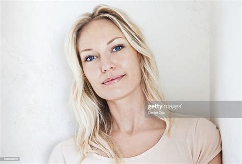 Natural Beauty Portrait Of Relaxed Blonde Woman High Res Stock Photo