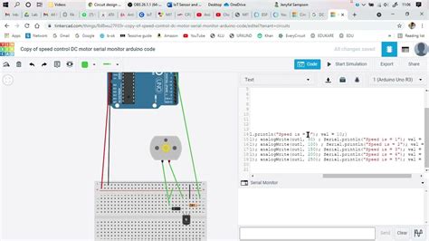 Dc Motor Control Using Serial Communication Arduino Tinkercad Youtube