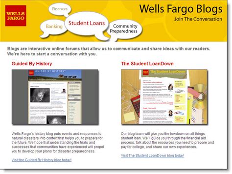 Bank are among institutions that give schools incentives to maximize the number of campus cards by providing colleges with royalty payments based on the percentage of students with accounts. Wells Fargo Blog is Off to a Good Start - Finovate