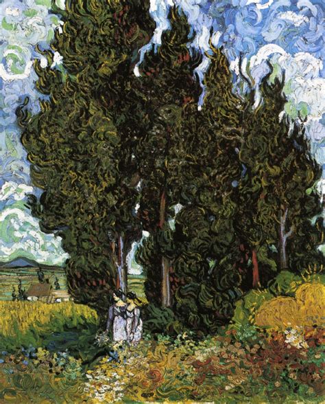 Cypresses With Two Women 1889 Vincent Van Gogh