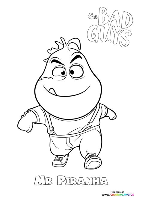 Bad Guy Mr Piranha Coloring Pages For Kids