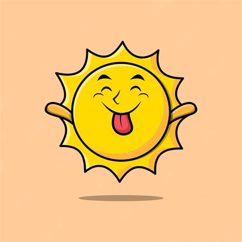 Premium Vector Cute Cartoon Sun With Flashy Expression
