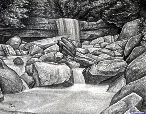 Waterfall Pencil Drawing At Explore Collection Of