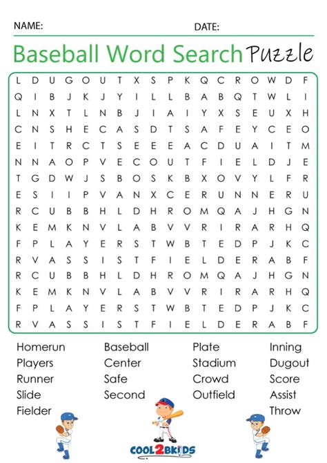 Baseball Word Search Printable Printable Word Searches