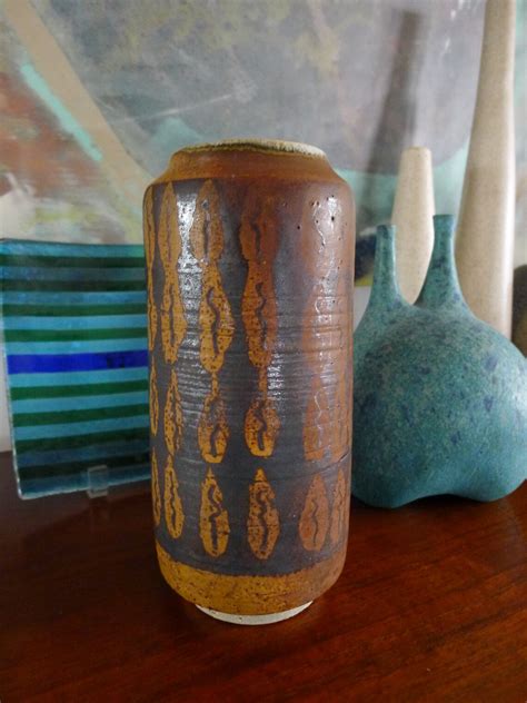 Mid Century Modern Art Pottery Vase Signed Paul Etsy