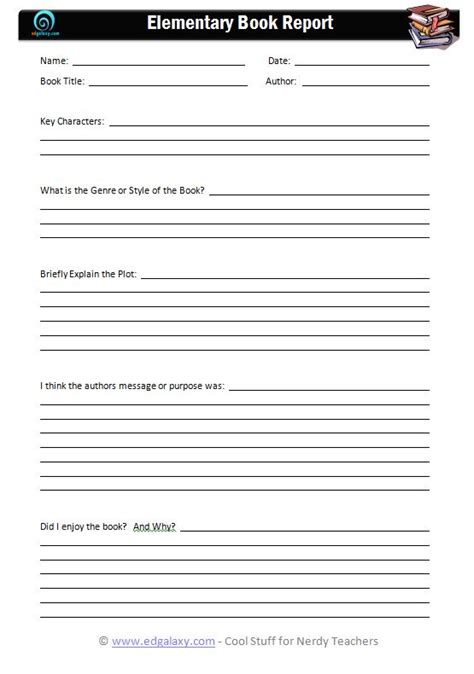 Book Report Templates For Elementary Students — Edgalaxy Teaching