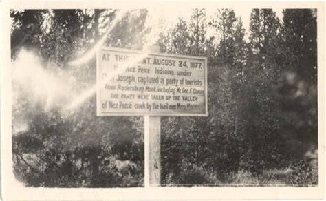 Memorial Of Chief Josephs Capture Of Montana Tourists Stanton