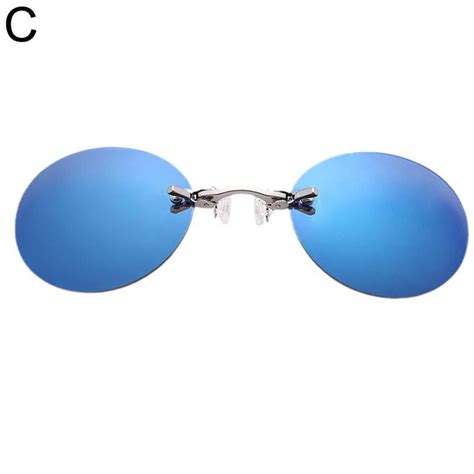 Clip Nose Sunglasses Round Glasses Morpheus Matrix Vintage Sun Frameless Uv400 T6j9