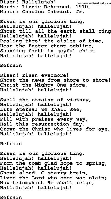 Hallelujah Easter Version Lyrics Printable Printable World Holiday