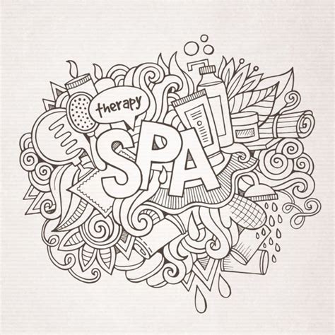Spa Hand Lettering And Doodles Elements Background Stock Vector Image