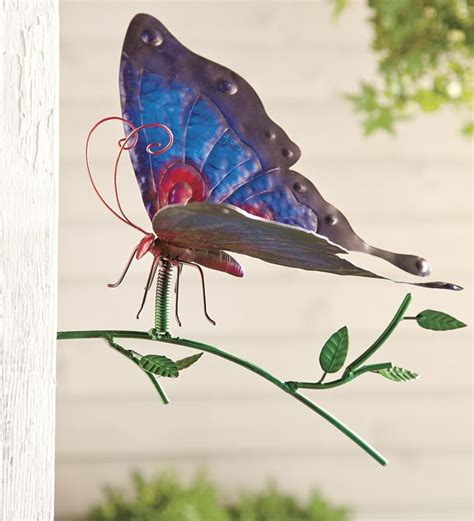 Metal Butterfly Wall Sculpture With Branch In Metal Garden Wall Art