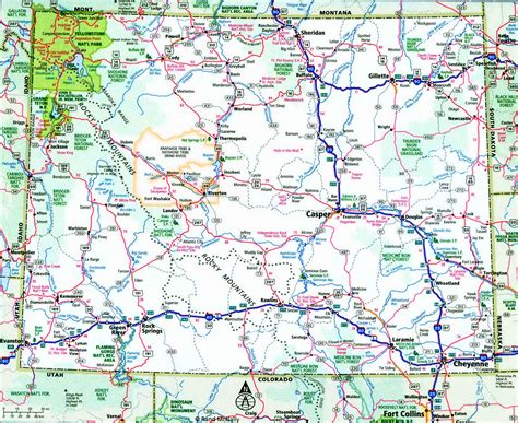 Wyoming Interstate Highways Map I 25 I 80 I 90 Road State County Free